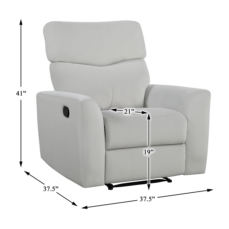 Lexicon Preston Velvet Manual Recliner in Gray