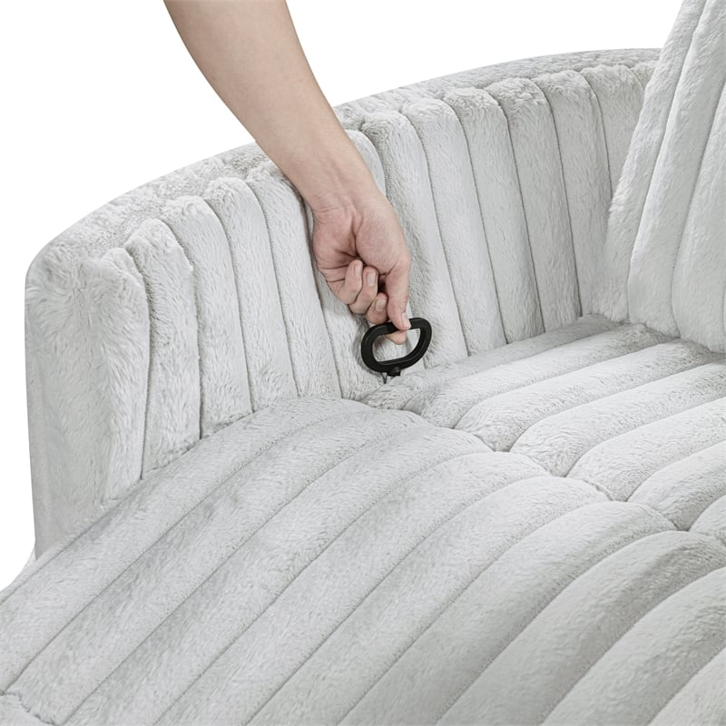 Lexicon Payton Corduroy Swivel Glider Reclining Chair in Gray