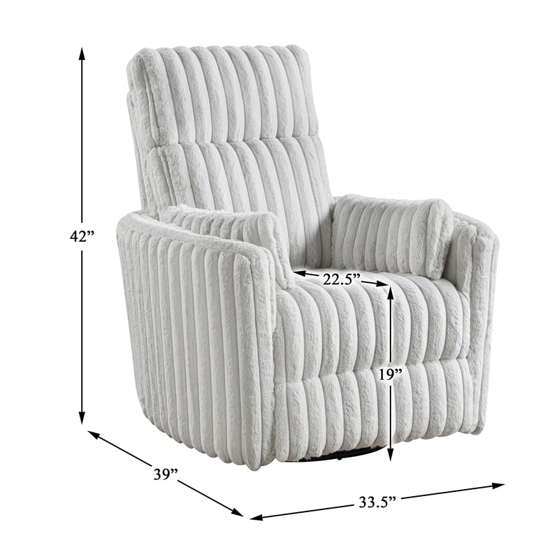 Lexicon Payton Corduroy Swivel Glider Reclining Chair in Gray