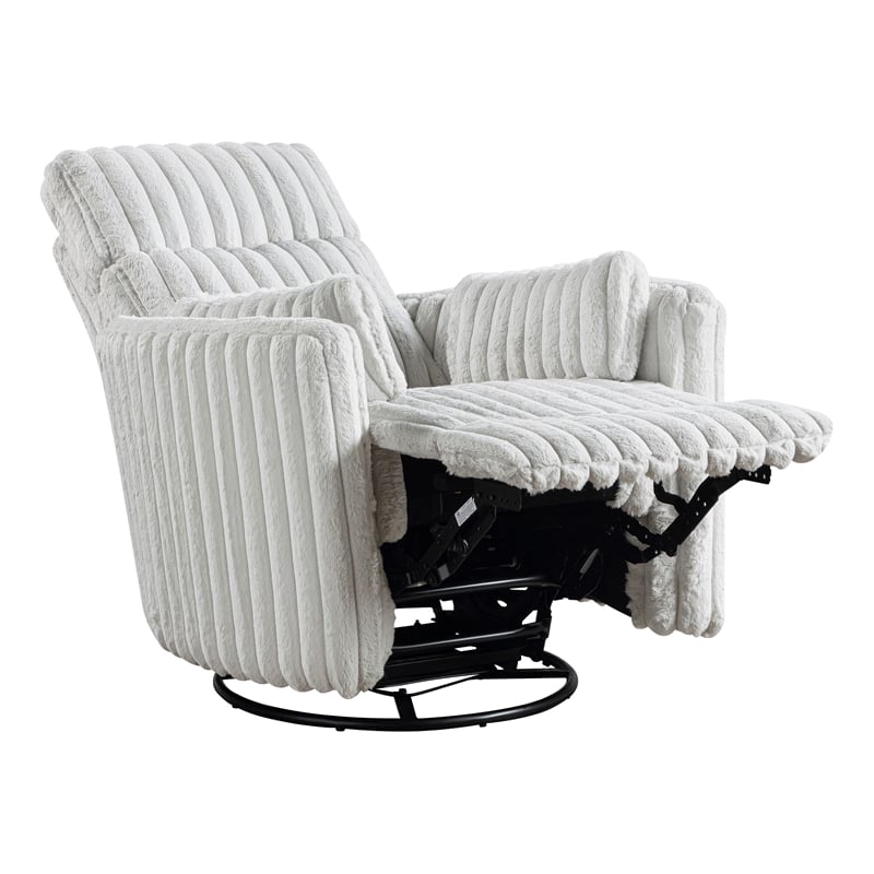 Lexicon Payton Corduroy Swivel Glider Reclining Chair in Gray