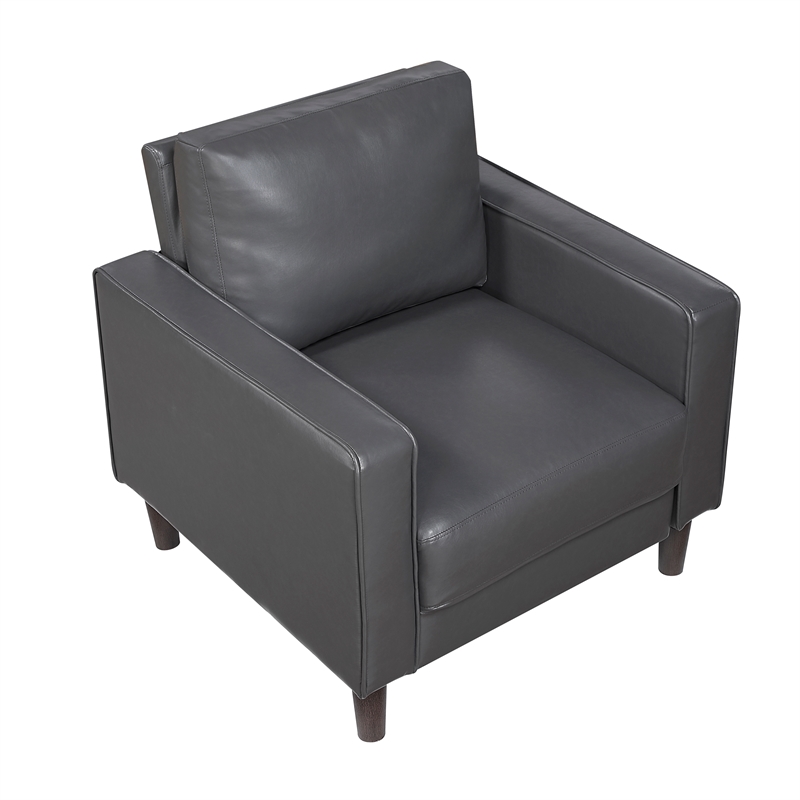 Lexicon Malcolm Faux leather Chair in Dark gray