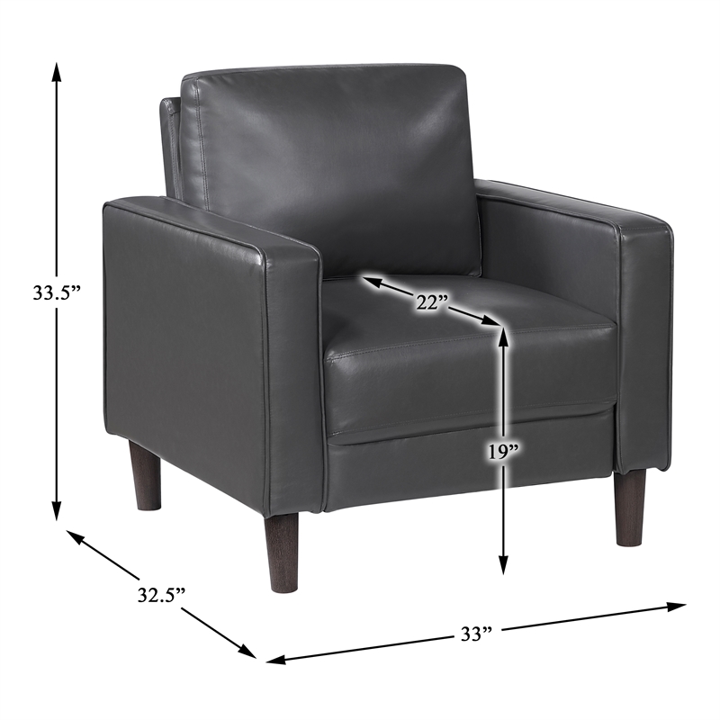 Lexicon Malcolm Faux leather Chair in Dark gray