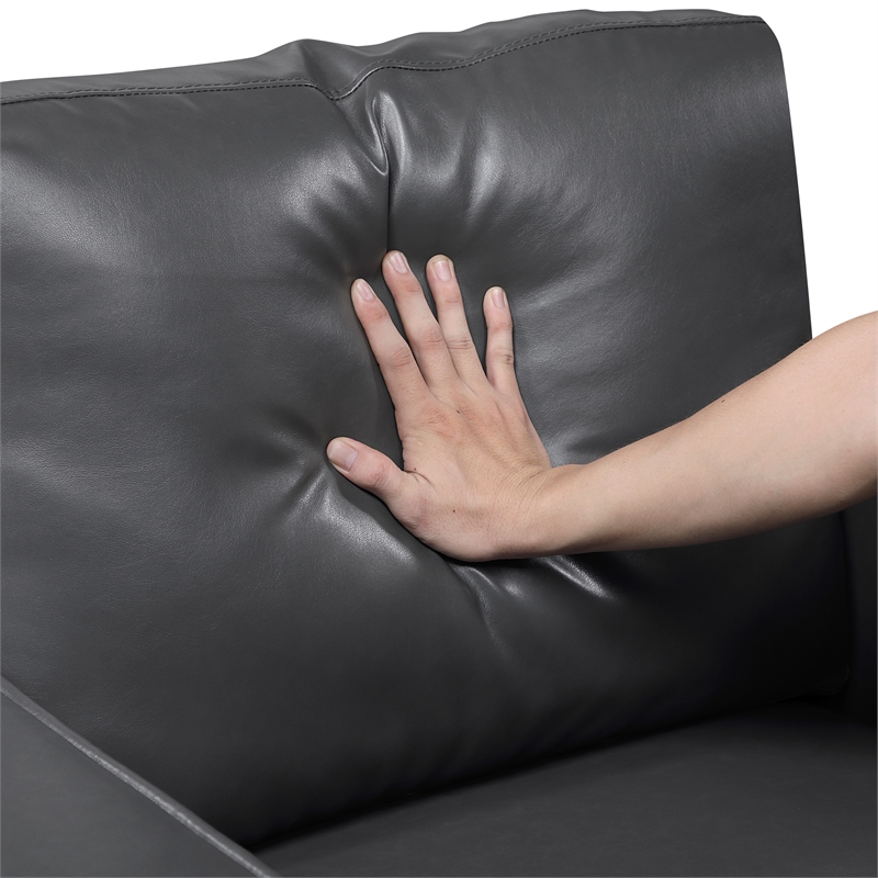 Lexicon Malcolm Faux leather Chair in Dark gray