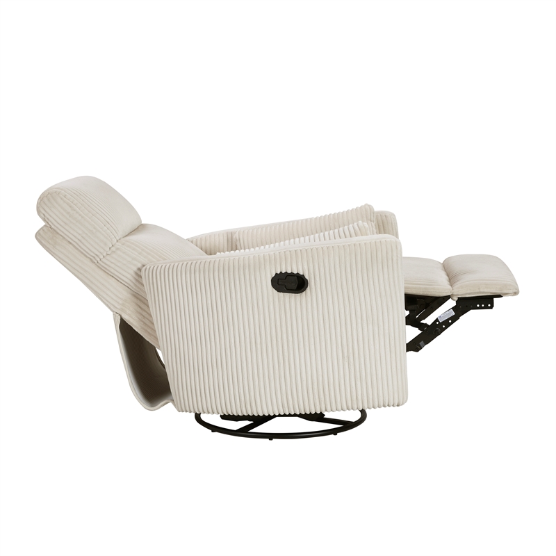 Lexicon Traverse Corduroy Swivel Glider Reclining Chair in Beige