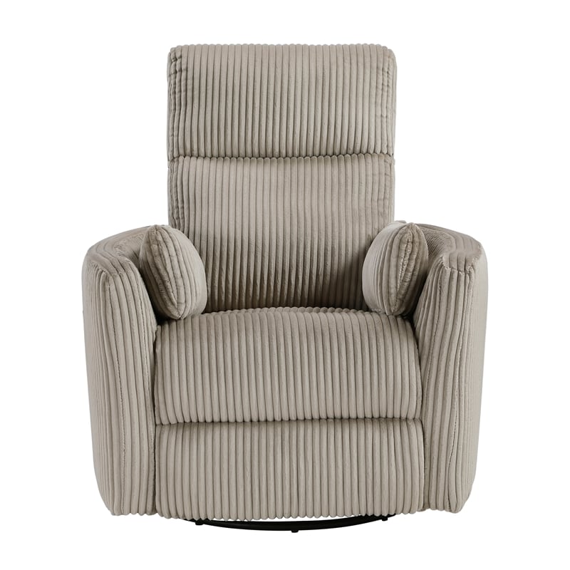 Lexicon Traverse Corduroy Swivel Glider Reclining Chair in Taupe