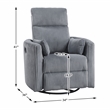 Lexicon Traverse Corduroy Swivel Glider Reclining Chair in Gray