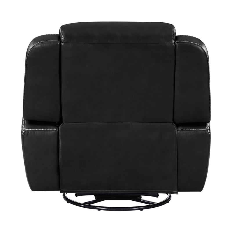 Lexicon Littleton Faux leather Swivel Glider Reclining Chair in Black