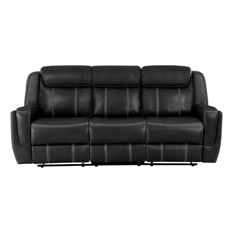 Lexicon Littleton Faux leather Double Reclining Sofa in Black