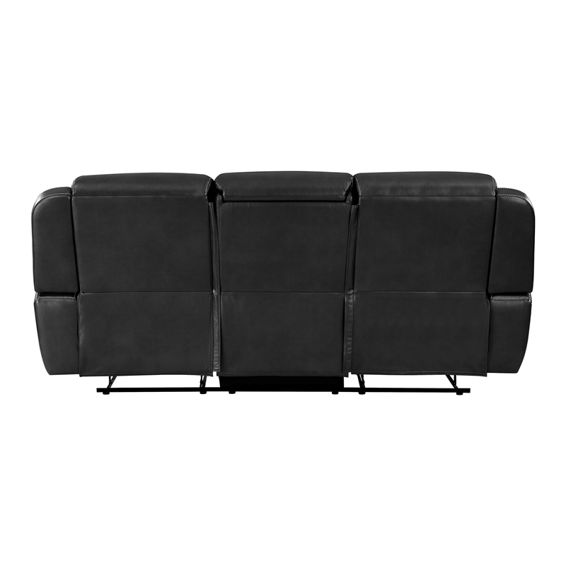 Lexicon Littleton Faux leather Double Reclining Sofa in Black