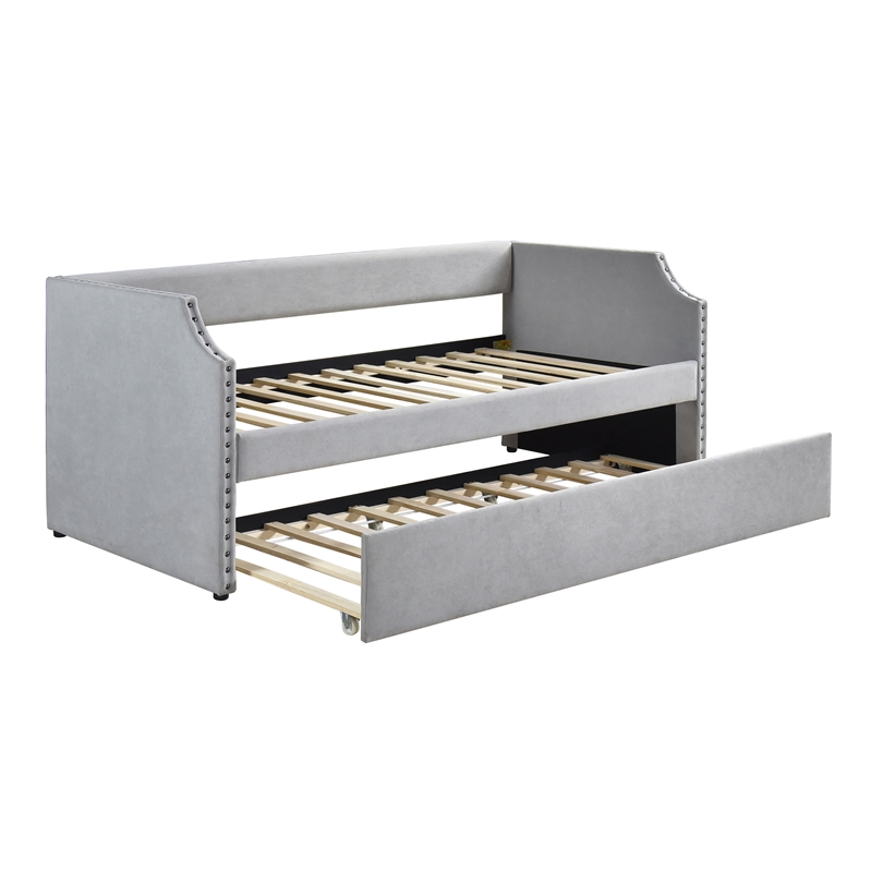 Lexicon Shiloh Textured Daybed with Trundle in Light gray