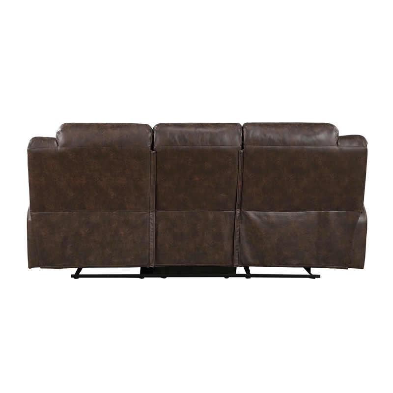 Lexicon Hazen Microfiber Double Reclining Sofa in Dark brown
