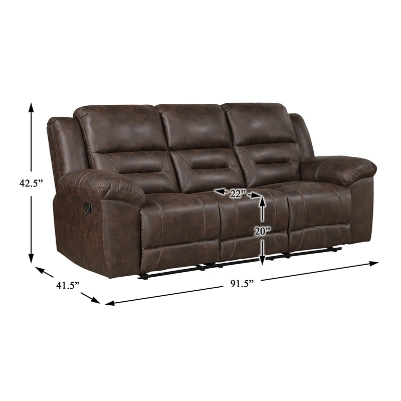Lexicon Hazen Microfiber 2pc Set Sofa+ Loveseat in Dark brown