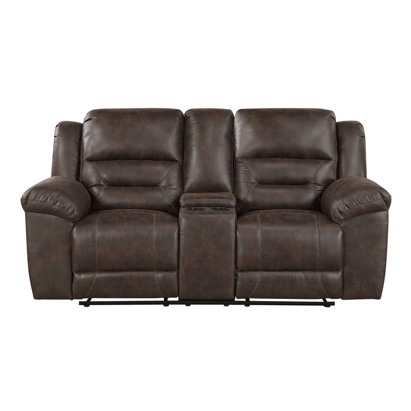 Lexicon Hazen Microfiber 2pc Set Sofa+ Loveseat in Dark brown
