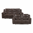 Lexicon Hazen Microfiber 2pc Set Sofa+ Loveseat in Dark brown