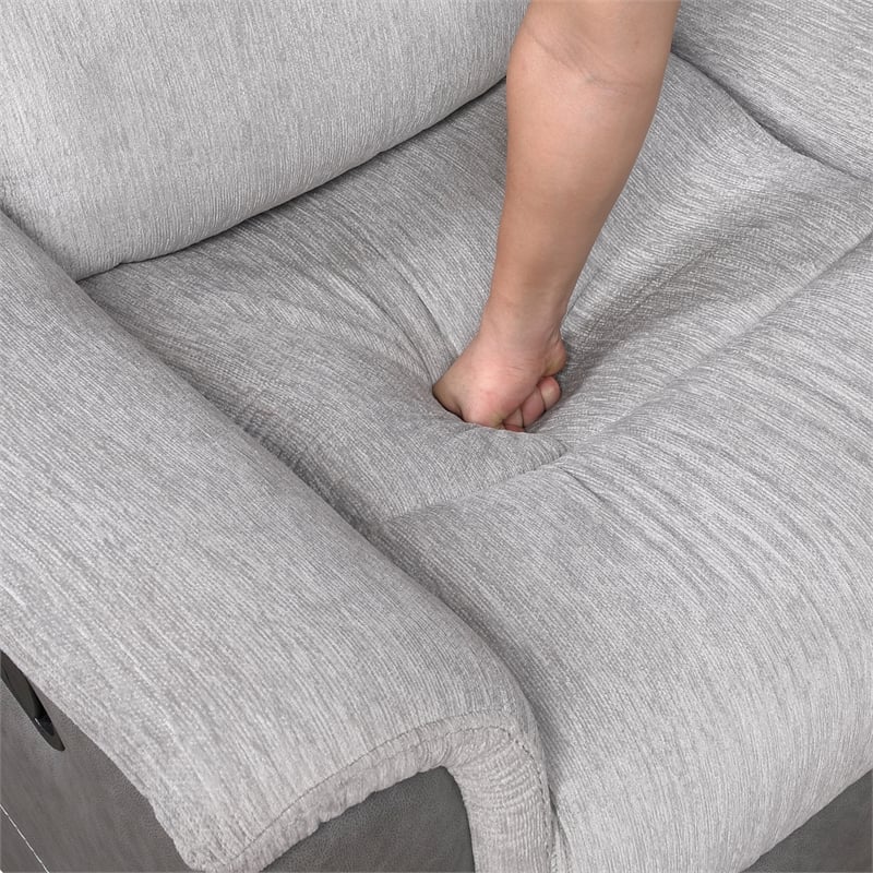 Lexicon Harriette Chenille Dbl Reclining Love Seat with Center Console in Gray