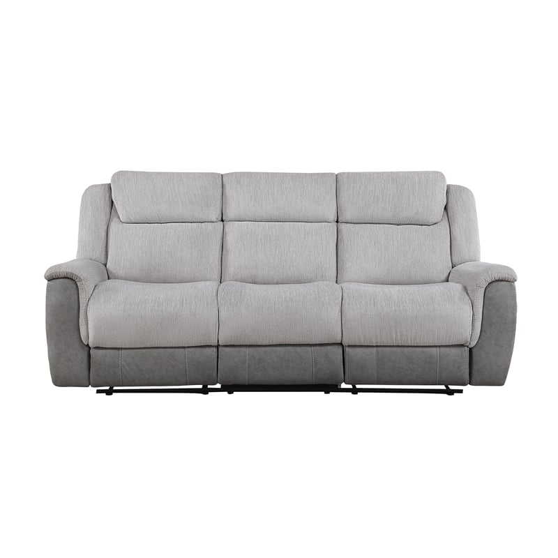 Lexicon Harriette Chenille Double Reclining Sofa in Gray