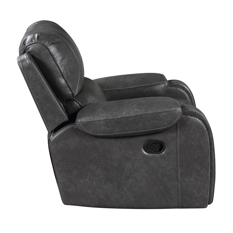 Lexicon Newnan Faux leather Swivel Glider Reclining Chair in Gray