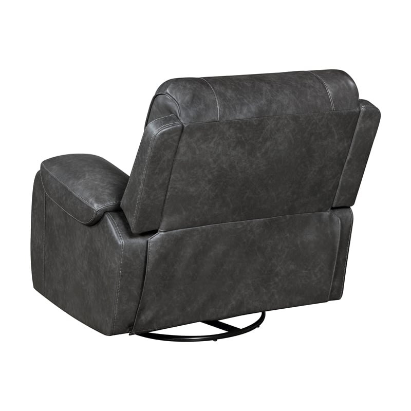 Lexicon Newnan Faux leather Swivel Glider Reclining Chair in Gray
