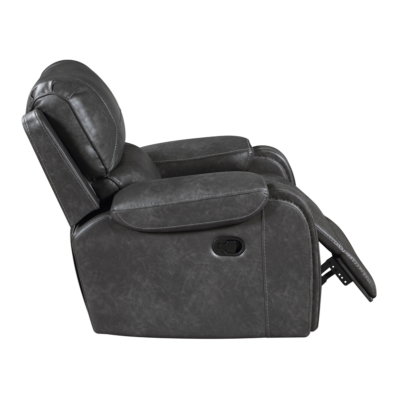 Lexicon Newnan Faux leather Swivel Glider Reclining Chair in Gray