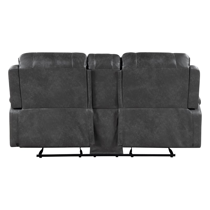 Lexicon Newnan Faux leather Double Glider Reclining Love Seat in Gray