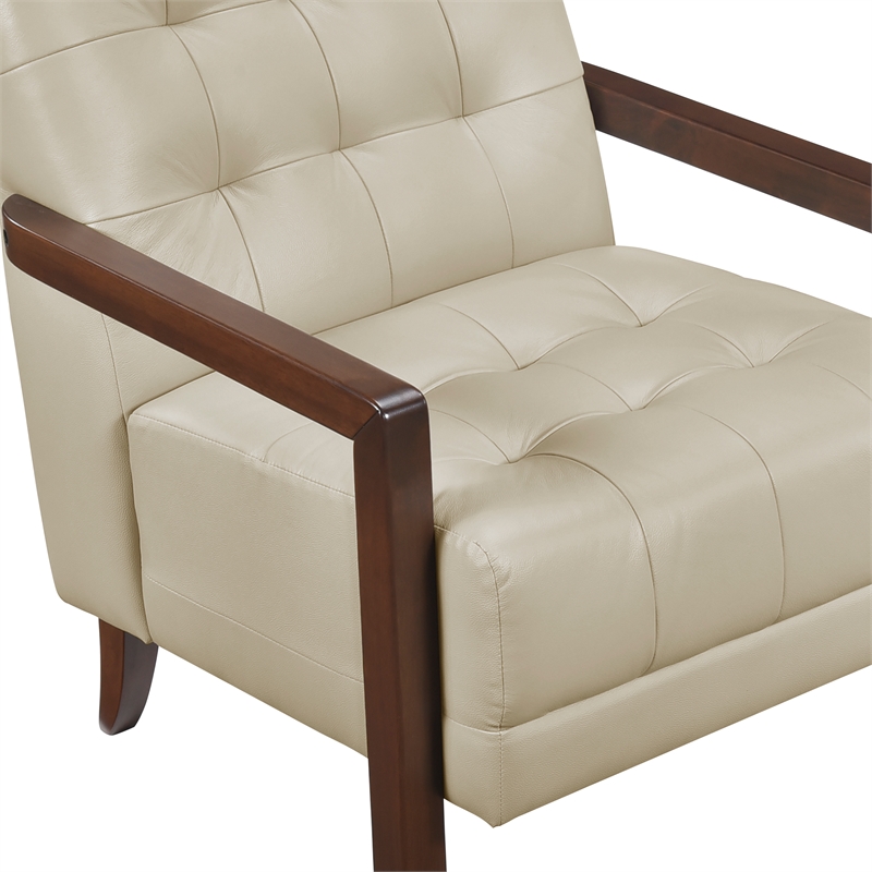 Lexicon Crafton Leather Accent Chair in Beige