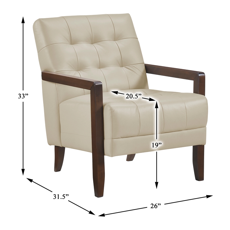 Lexicon Crafton Leather Accent Chair in Beige