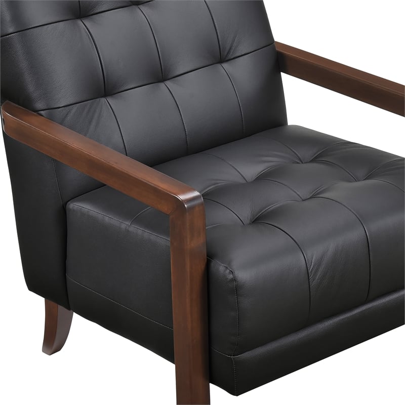 Lexicon Crafton Leather Accent Chair in Black