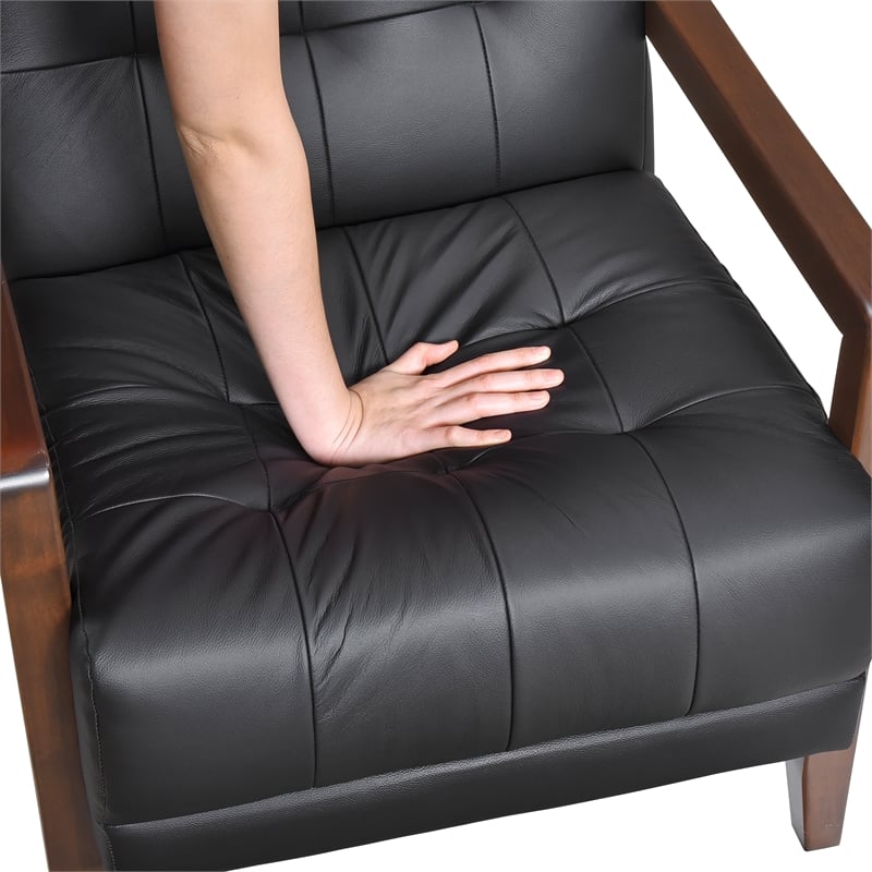 Lexicon Crafton Leather Accent Chair in Black