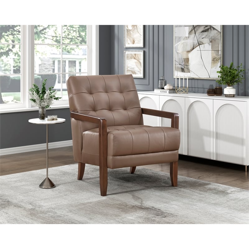Lexicon Crafton Leather Accent Chair in Brown