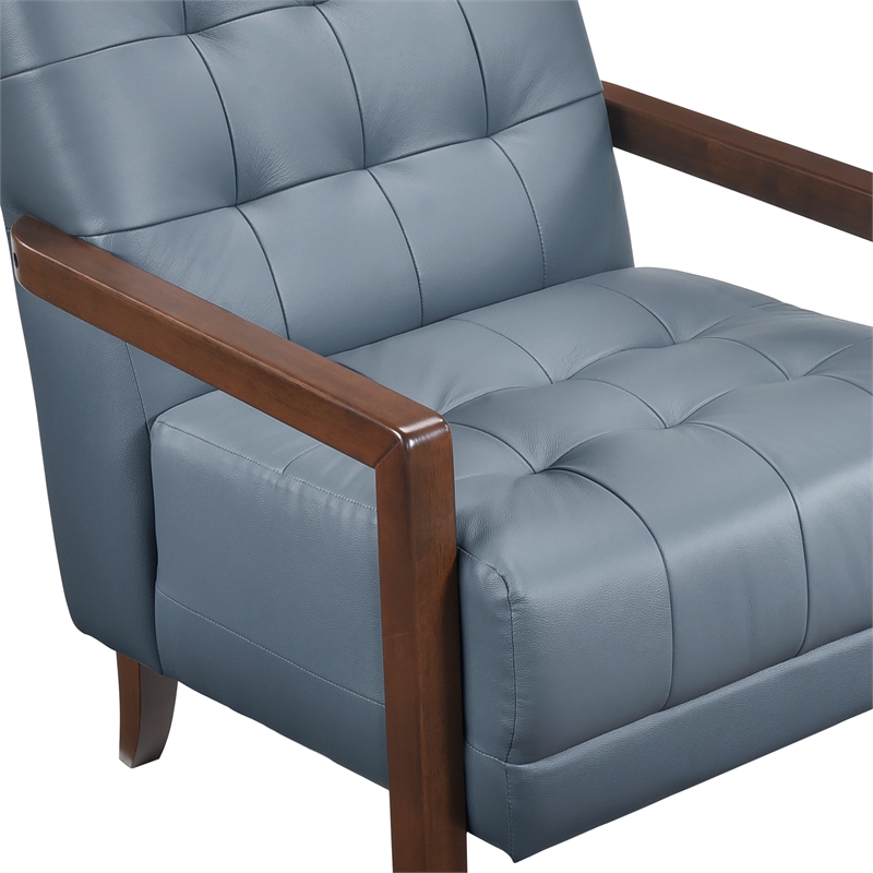 Lexicon Crafton Leather Accent Chair in Blue