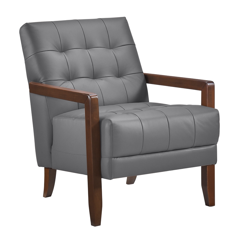 Lexicon Crafton Leather Accent Chair in Dark gray