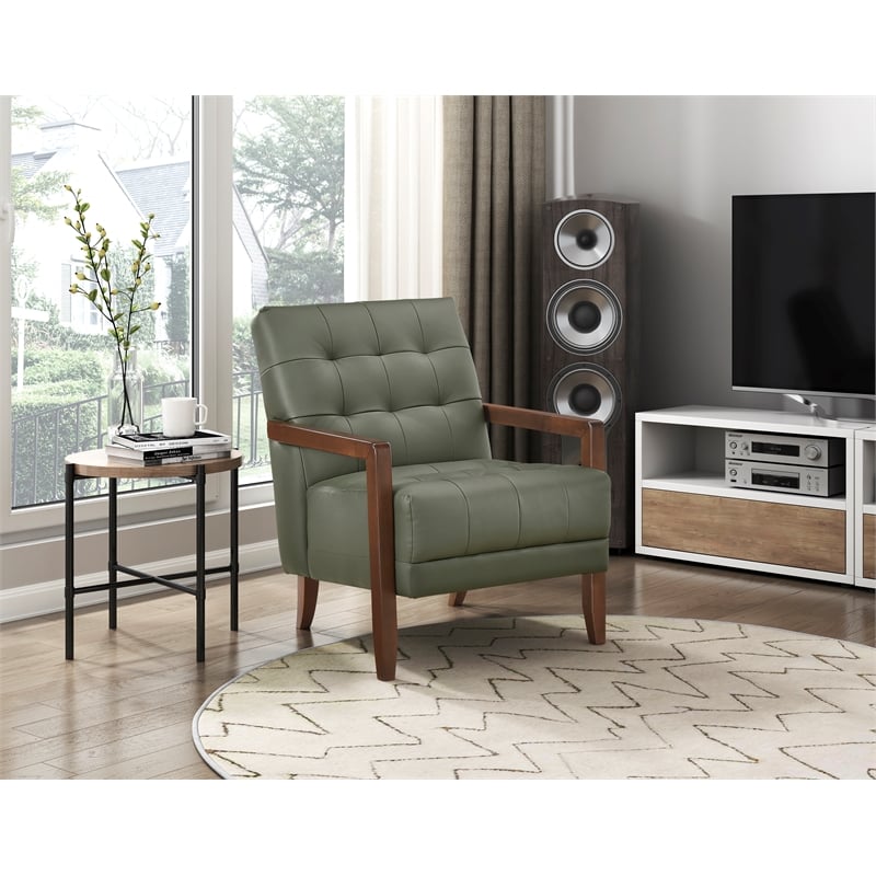 Lexicon Crafton Leather Accent Chair in Green