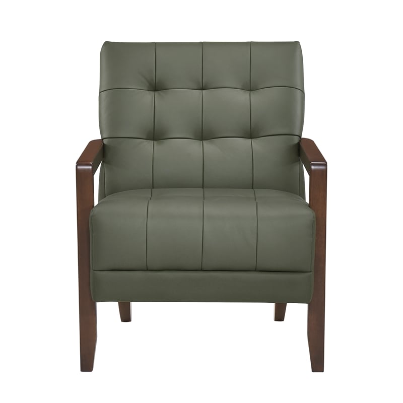 Lexicon Crafton Leather Accent Chair in Green