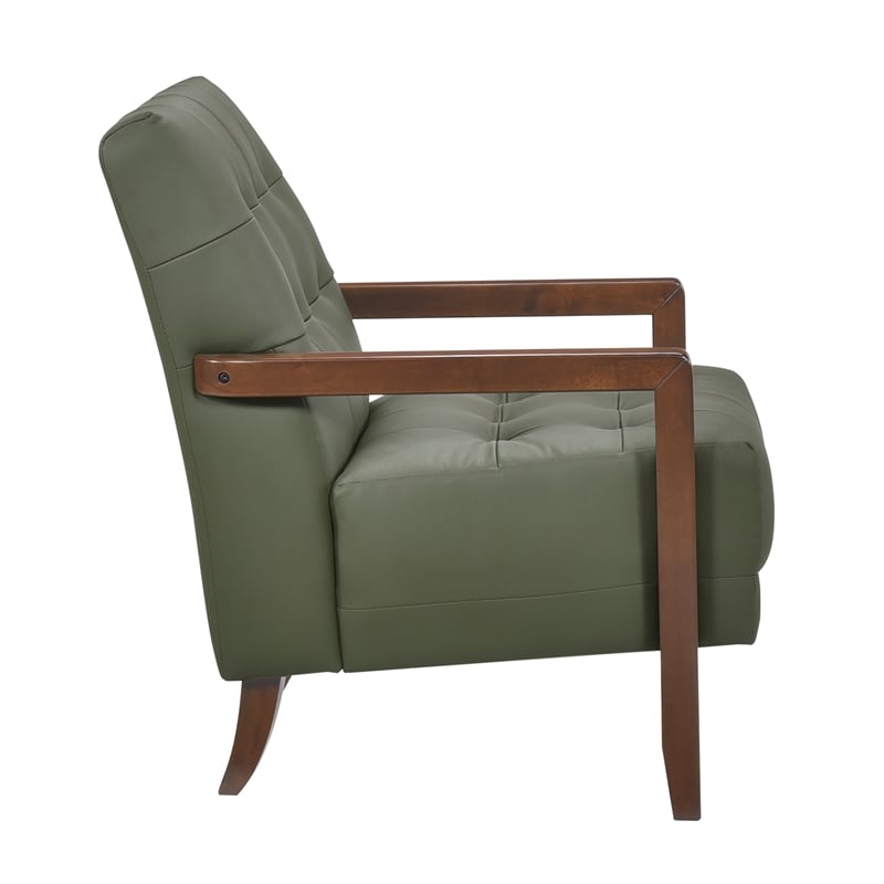 Lexicon Crafton Leather Accent Chair in Green