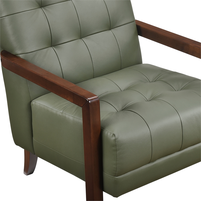 Lexicon Crafton Leather Accent Chair in Green