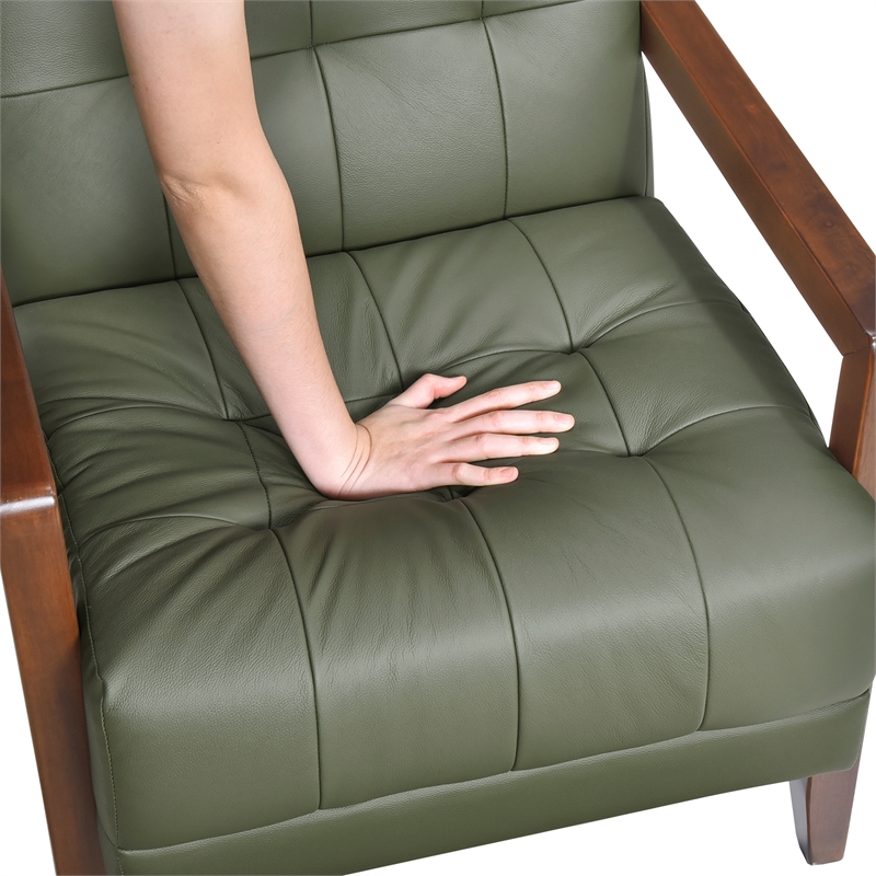 Lexicon Crafton Leather Accent Chair in Green