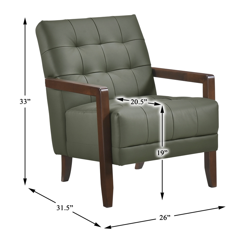 Lexicon Crafton Leather Accent Chair in Green