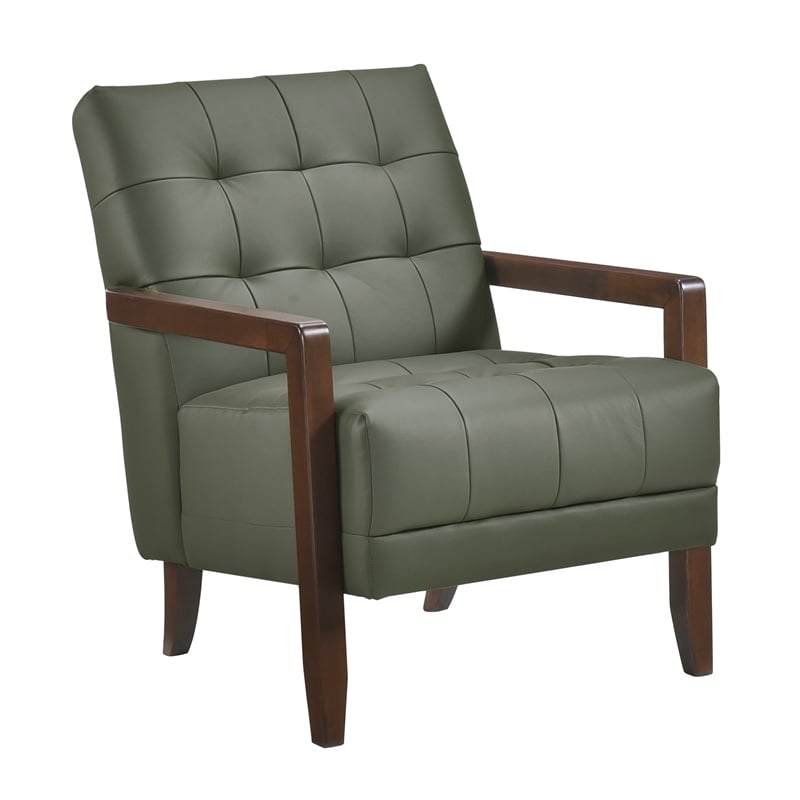 Lexicon Crafton Leather Accent Chair in Green