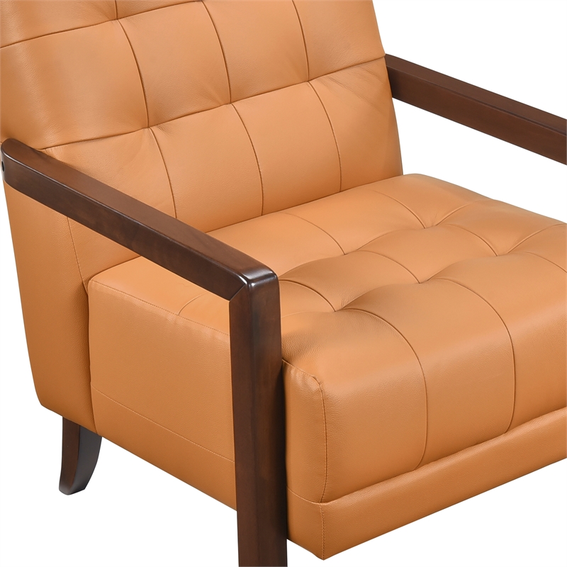Lexicon Crafton Leather Accent Chair in Orange