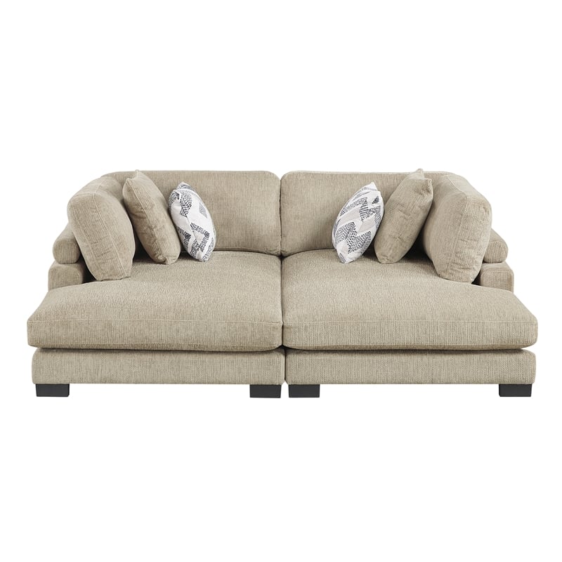 Lexicon Corydon Microfiber 2-Piece Chaises in Brown