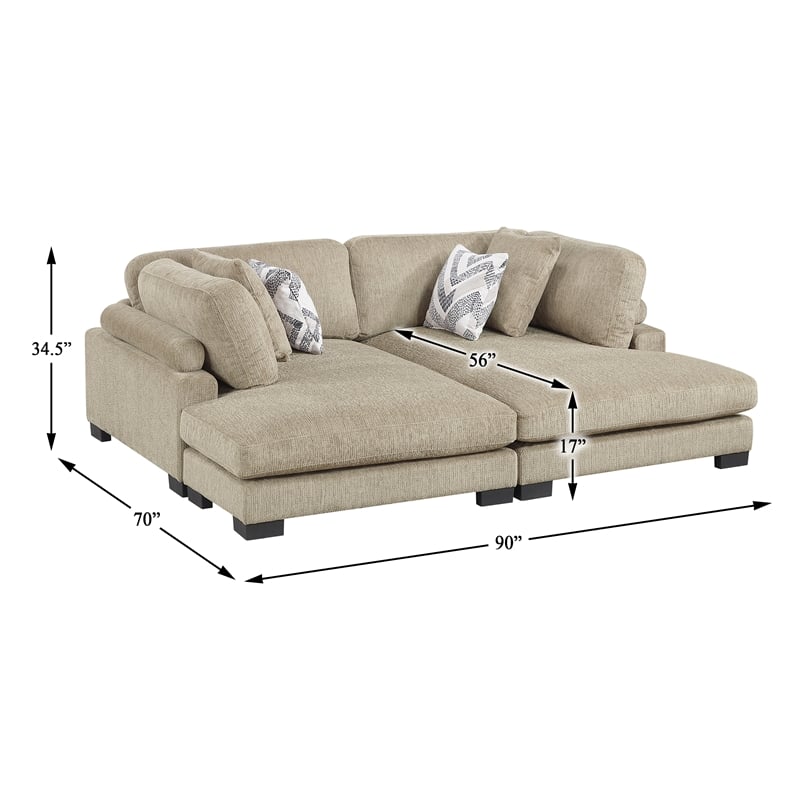 Lexicon Corydon Microfiber 2-Piece Chaises in Brown