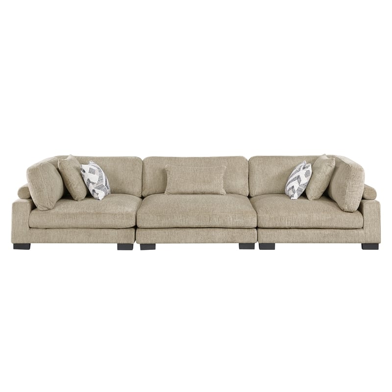 Lexicon Corydon Microfiber Upholstered Sofa in Brown