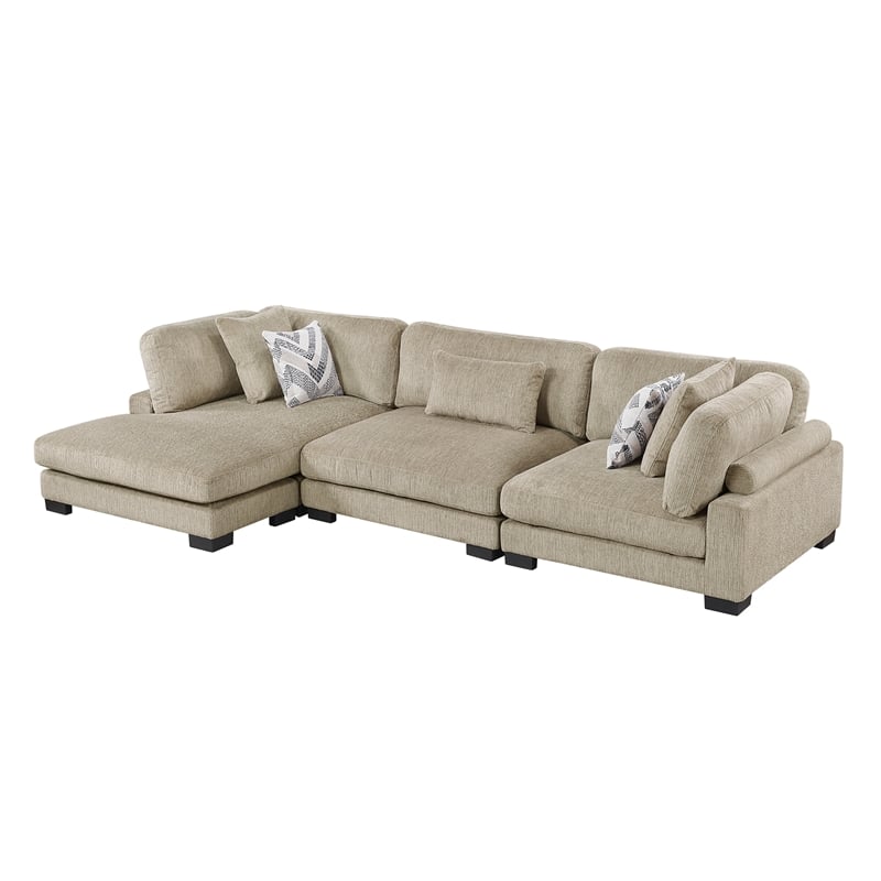 Lexicon Corydon Microfiber 3-Piece Modular Sectional with Chaise in Brown