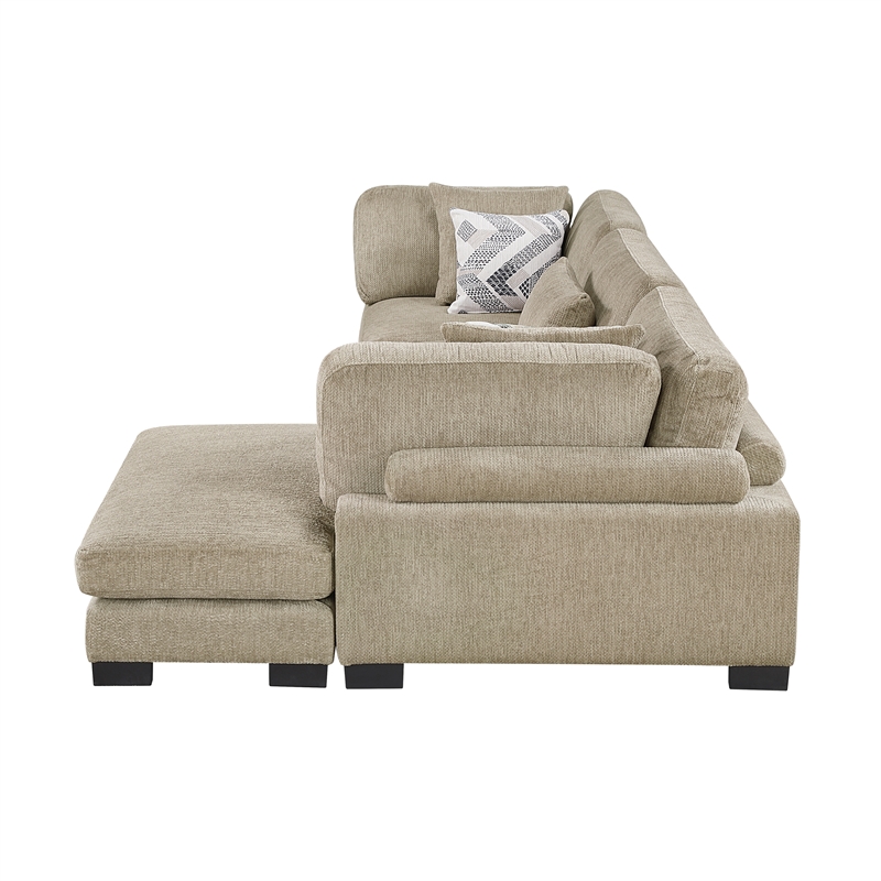Lexicon Corydon Microfiber 3-Piece Modular Sectional with Chaise in Brown