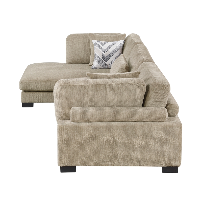 Lexicon Corydon Microfiber 3-Piece Modular Sectional with Chaise in Brown