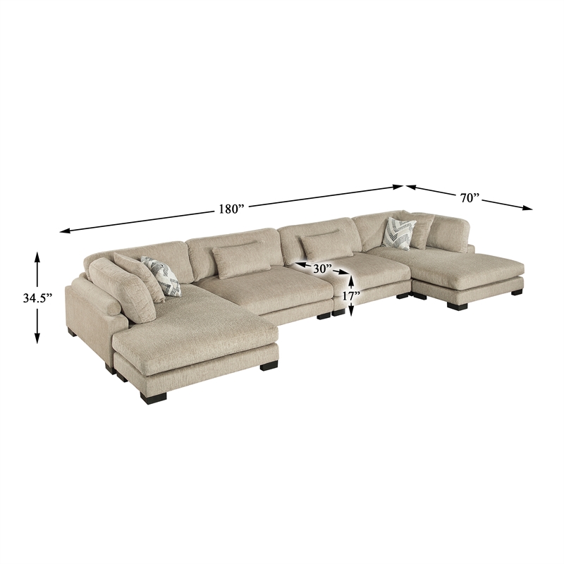 Lexicon Corydon Microfiber 4-Piece Modular Sectional with Chaise in Brown