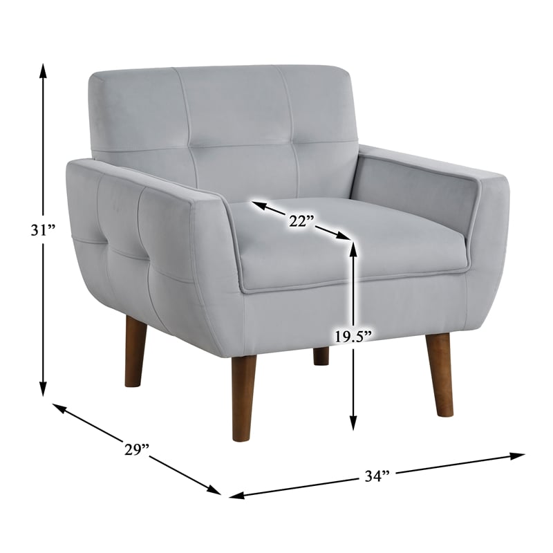 Lexicon Meadow Velvet Accent Chair in Gray