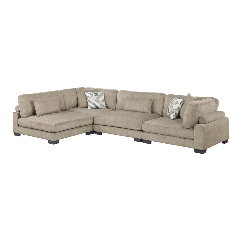 Lexicon Corydon Microfiber 4-Piece Modular Sectional with Ottoman in Brown