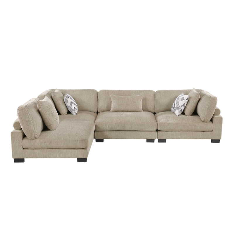Lexicon Corydon Microfiber 4-Piece Modular Sectional with Ottoman in Brown