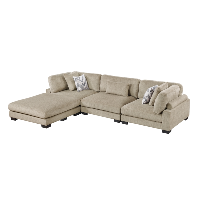 Lexicon Corydon Microfiber 4-Piece Modular Sectional with Ottoman in Brown